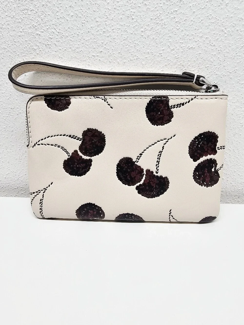 Coach Corner Zip Wristlet With Cherry Print Style CDF05